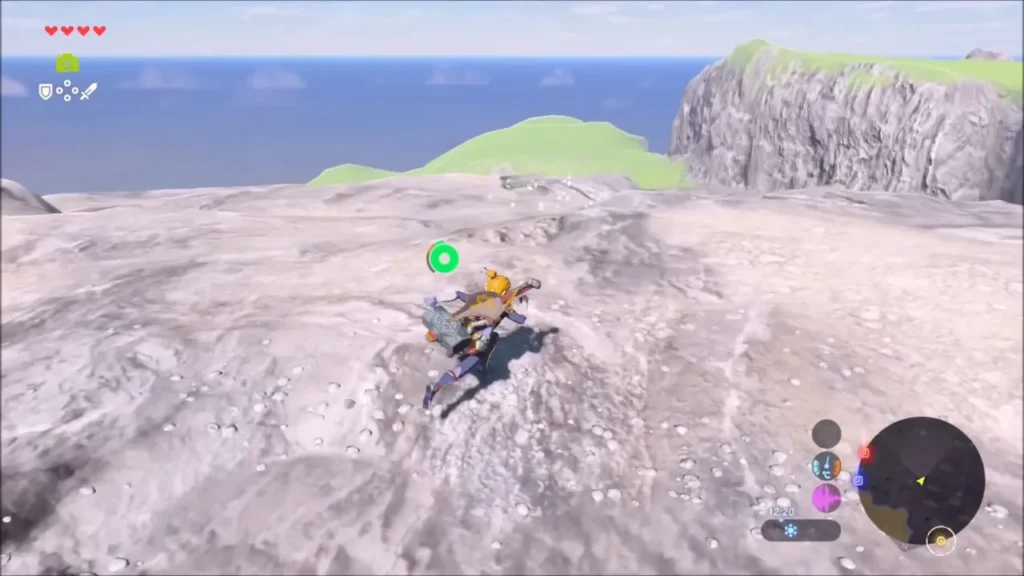 Link reaching the top of the limestone outcrop