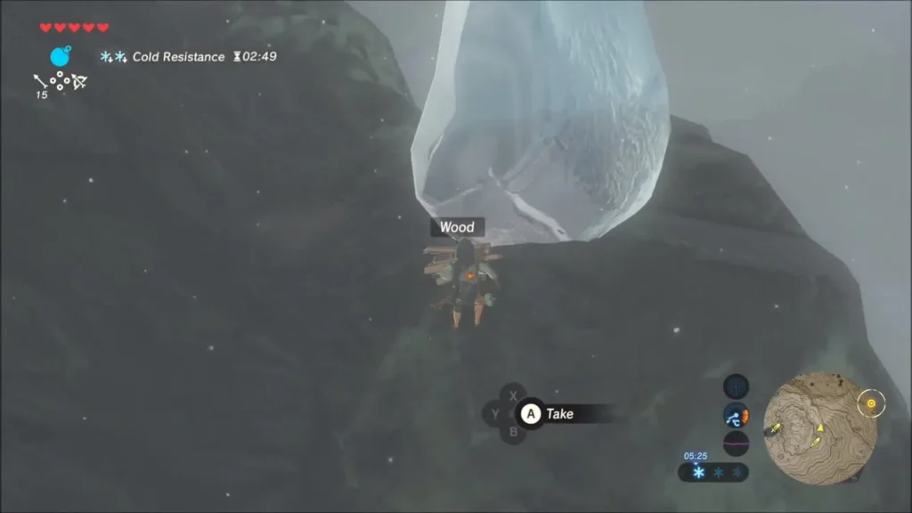 Link beside a second ice block near the summit