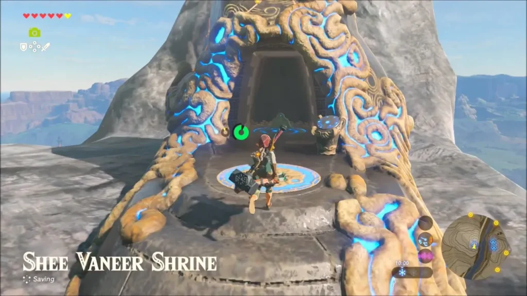 Link at the Shee Vaneer Shrine entrance on the southern peak