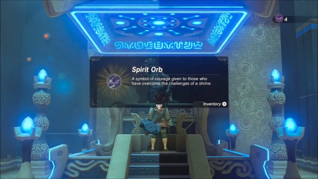 Link receiving the second Spirit Orb in Shee Vaneer Shrine