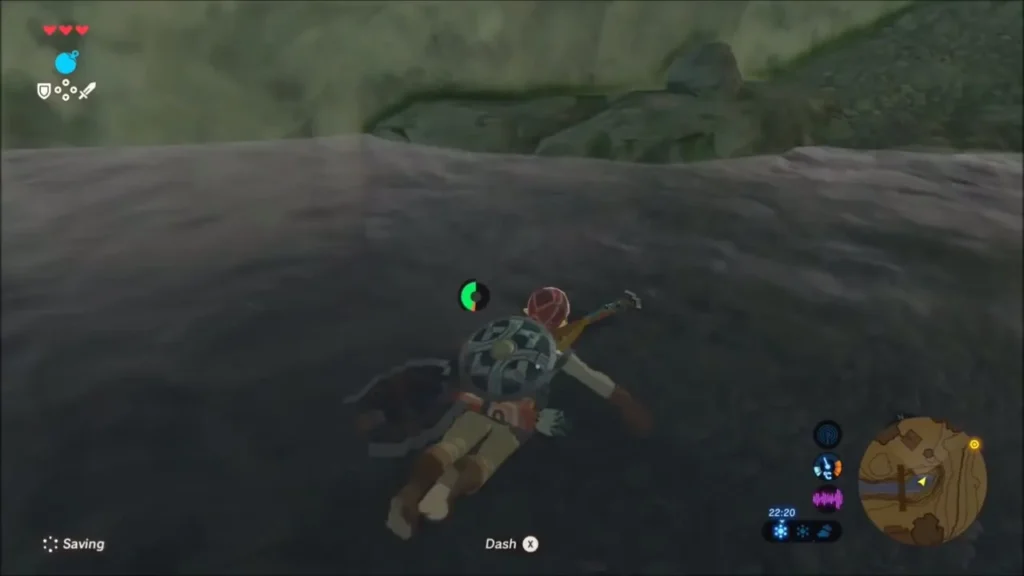 Link swimming along the river in the ravine