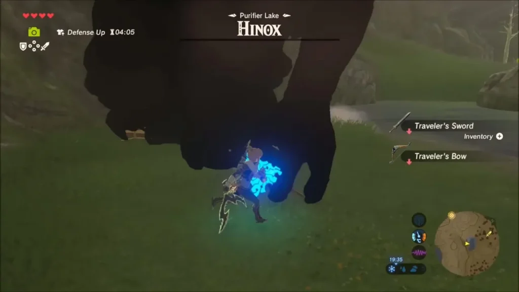 Traveler's Sword and Traveler's Bow picked up beside the fallen Hinox