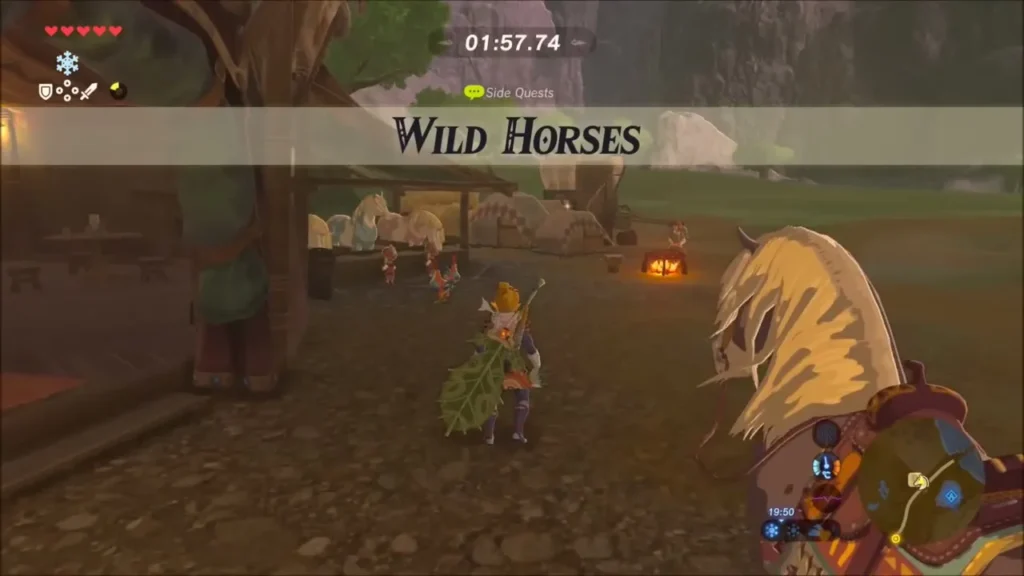 Wild Horses quest banner with the two-minute timer running