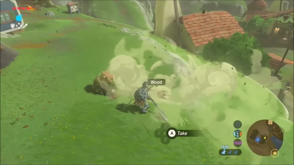 Link about to take a freshly cut bundle of Wood