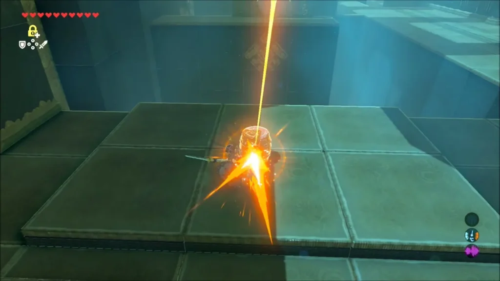 A frozen barrel struck until its arrow glows A frozen barrel struck until its arrow glows