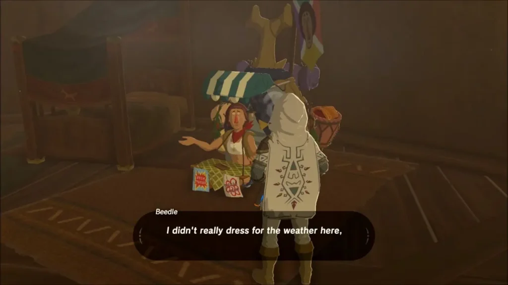 Beedle the traveling merchant at Snowfield Stable Beedle the traveling merchant at Snowfield Stable