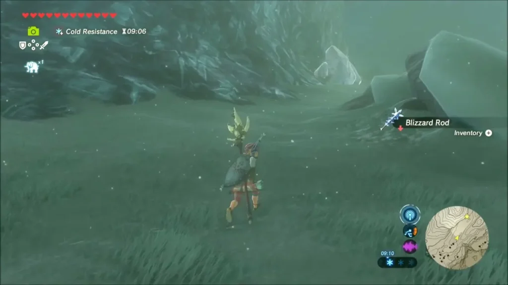 Blizzard Rod lying in the grass with its item name shown Blizzard Rod lying in the grass with its item name shown