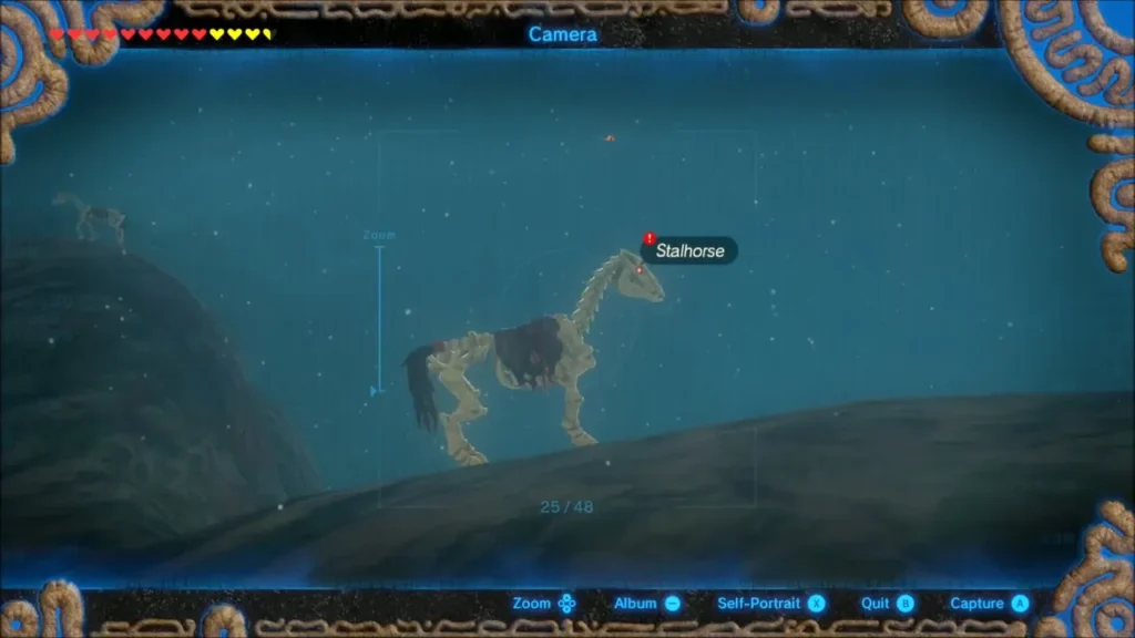 Camera Rune aimed at a skeletal Stalhorse labelled in the Compendium reticle Camera Rune aimed at a skeletal Stalhorse labelled in the Compendium reticle