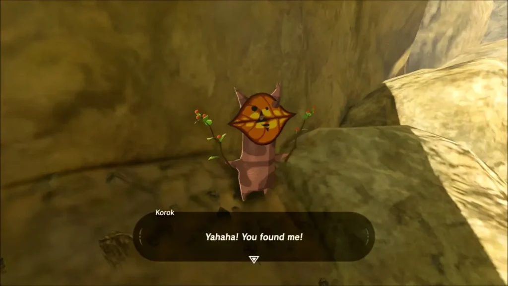 Korok saying you found me in a nook of the canyon wall Korok saying you found me in a nook of the canyon wall