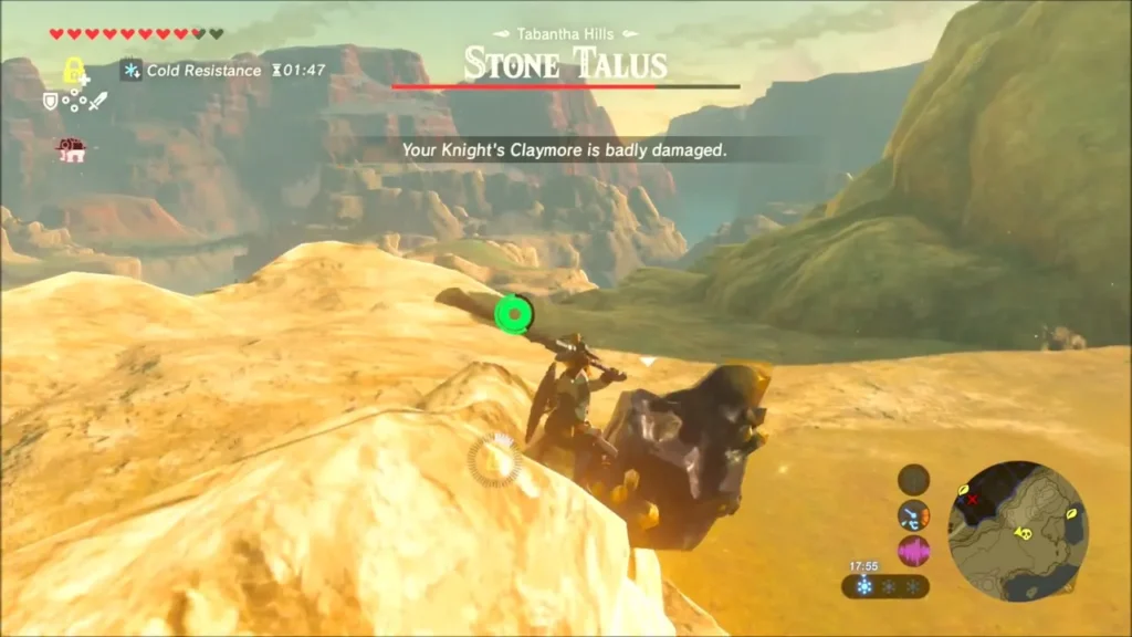 Link on top of the Stone Talus near the ore deposit on its back Link on top of the Stone Talus near the ore deposit on its back