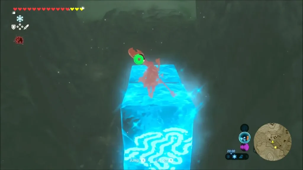 Link standing on the raised Cryonis ice pillar Link standing on the raised Cryonis ice pillar