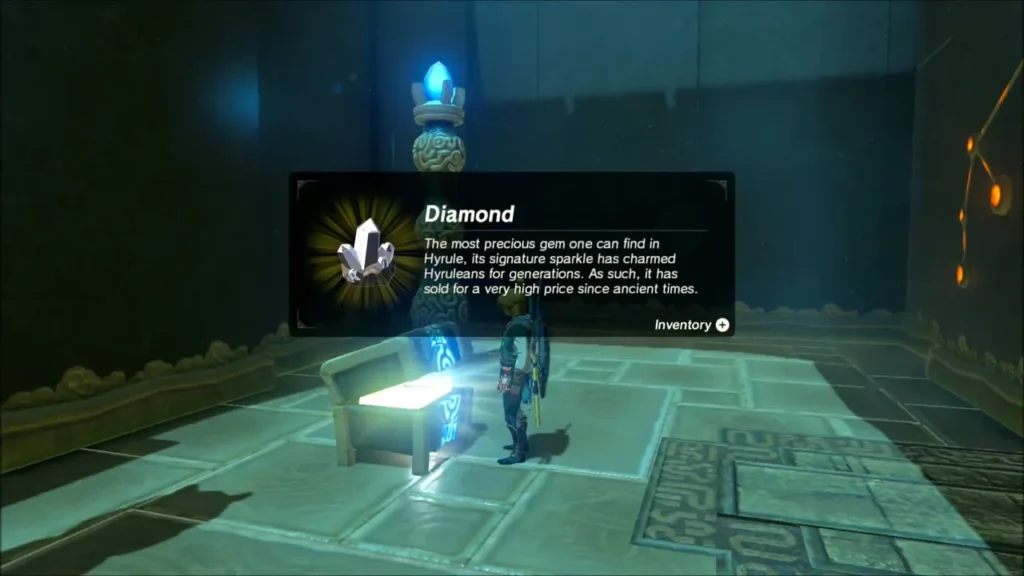 Diamond item box over the opened chest inside the shrine Diamond item box over the opened chest inside the shrine