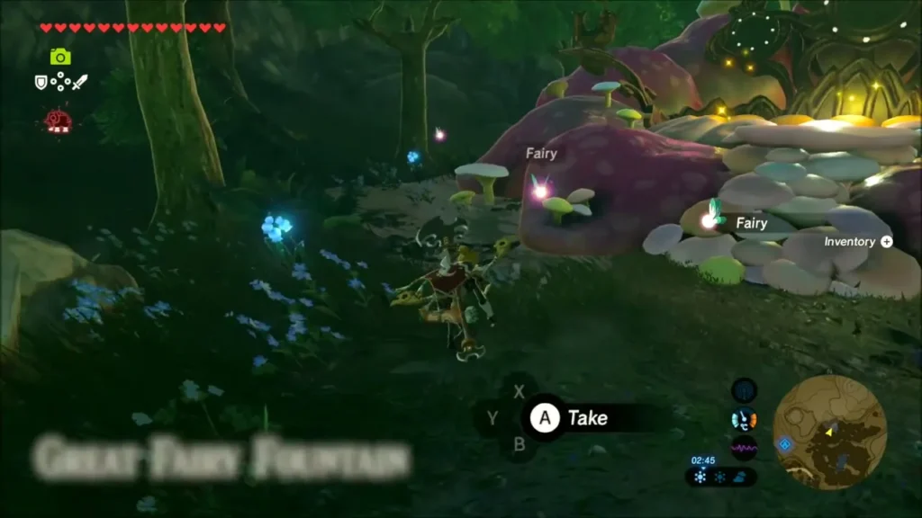Link about to catch a Fairy near the Great Fairy Fountain Link about to catch a Fairy near the Great Fairy Fountain