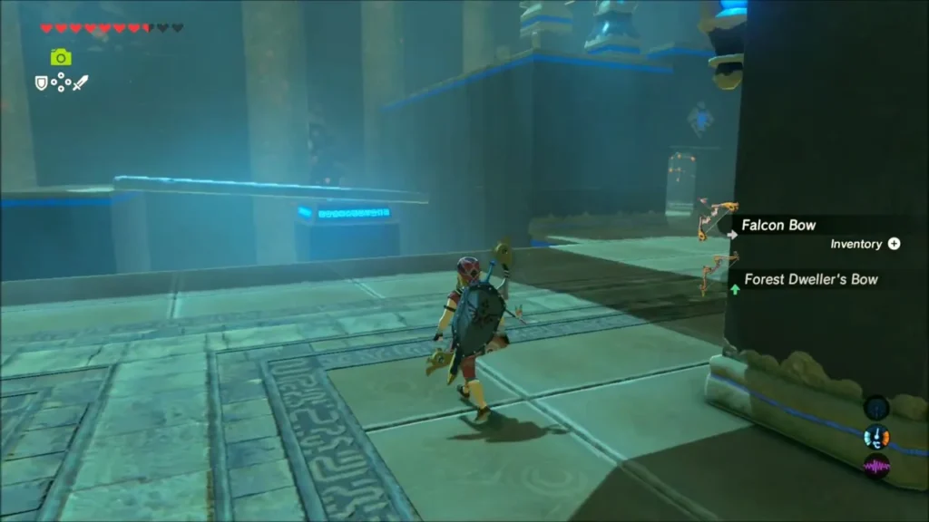 Link picking up the Falcon Bow from the chest Link picking up the Falcon Bow from the chest