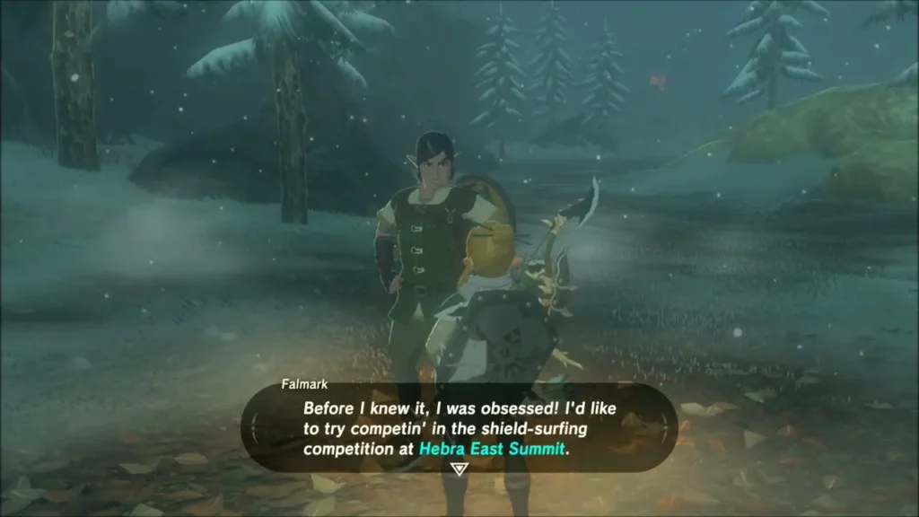 Falmark in the snowy pines talking about shield surfing at Hebra East Summit Falmark in the snowy pines talking about shield surfing at Hebra East Summit