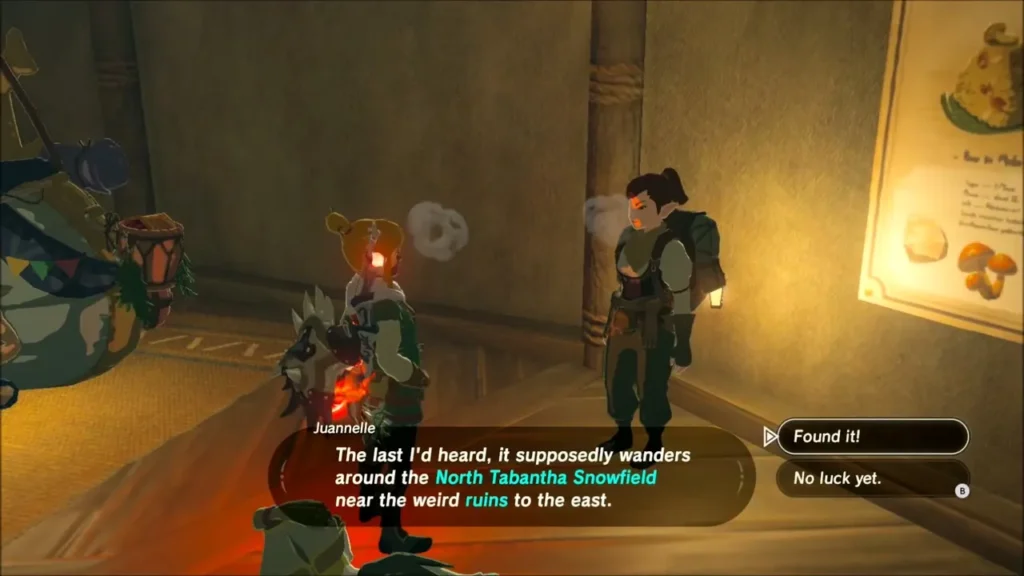 Link speaking with Juannelle inside the stable, with the Found it option Link speaking with Juannelle inside the stable, with the Found it option