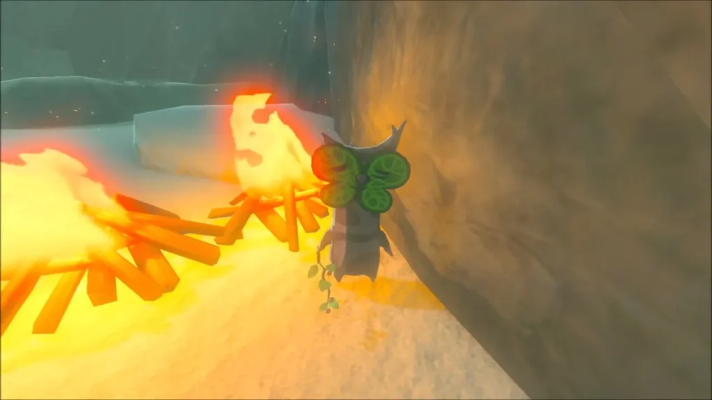 Korok revealed beside the campfire after the ice melted Korok revealed beside the campfire after the ice melted