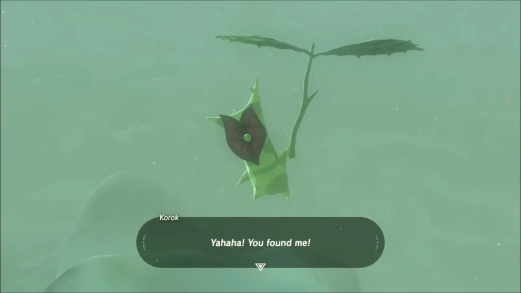 Korok saying Yahaha, you found me, after the target is shot Korok saying Yahaha, you found me, after the target is shot