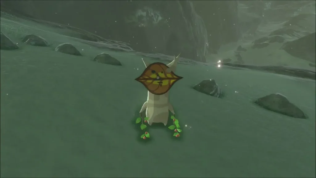 A Korok standing inside the completed ring of rocks A Korok standing inside the completed ring of rocks