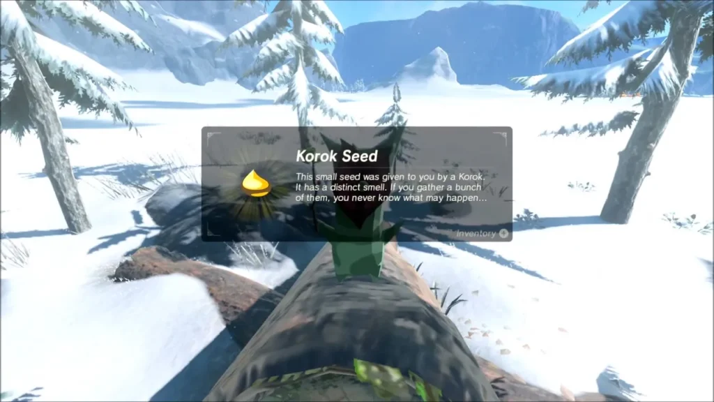 Korok Seed received box over the Korok on the log Korok Seed received box over the Korok on the log