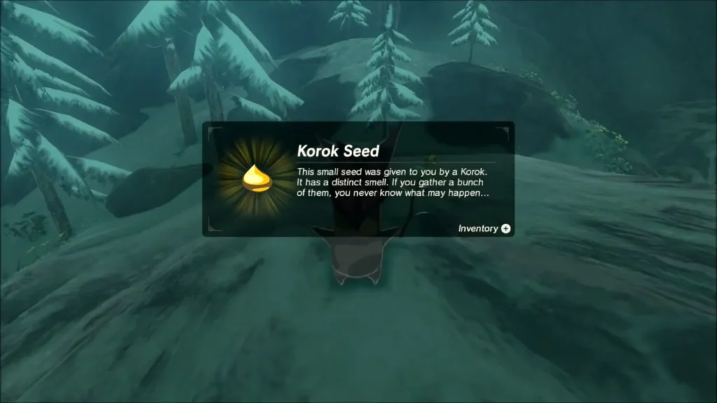 The Korok Seed item box shown after the ridge Korok is found The Korok Seed item box shown after the ridge Korok is found