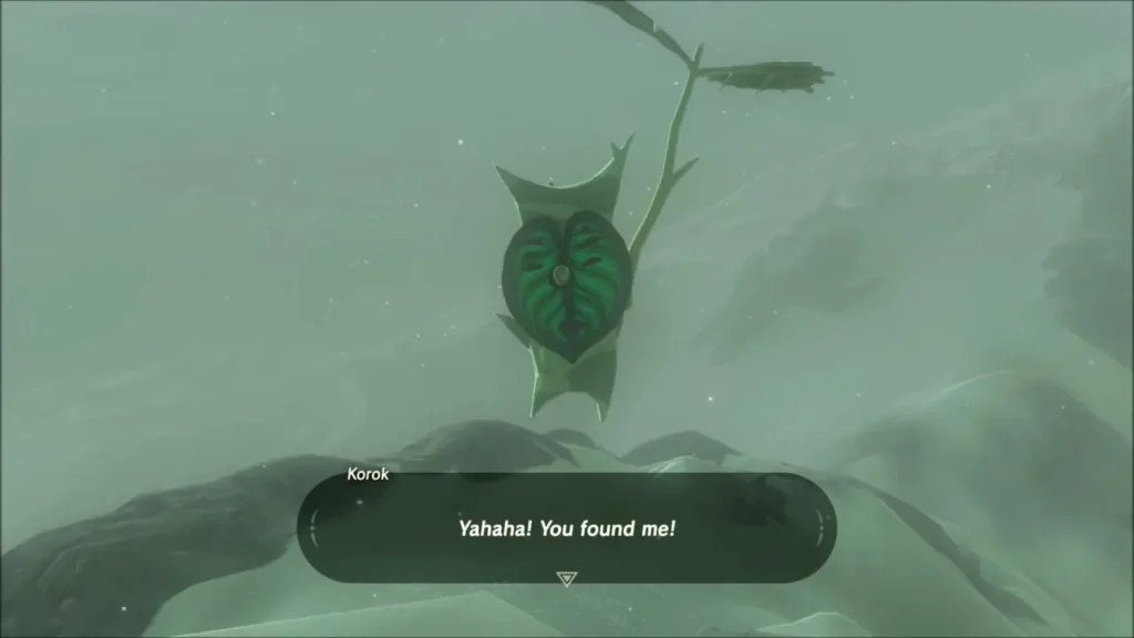 Korok on the summit saying Yahaha, you found me Korok on the summit saying Yahaha, you found me