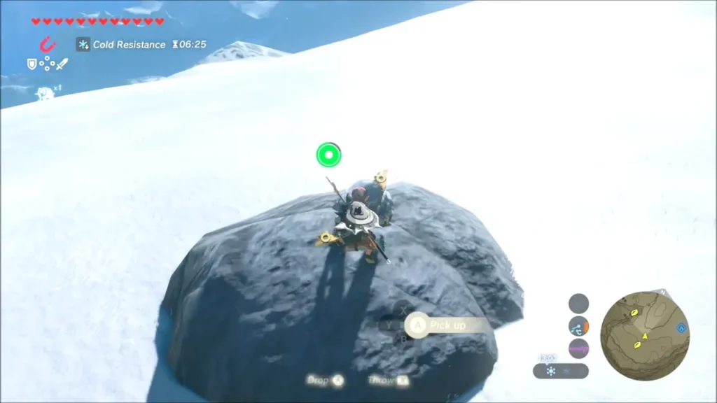 Link standing on top of the boulder in the snow Link standing on top of the boulder in the snow