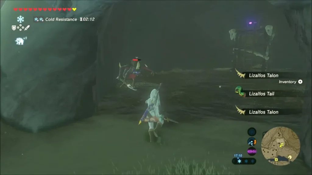 Lizalfos Talon and Tail pickups as Link fights in the cave Lizalfos Talon and Tail pickups as Link fights in the cave