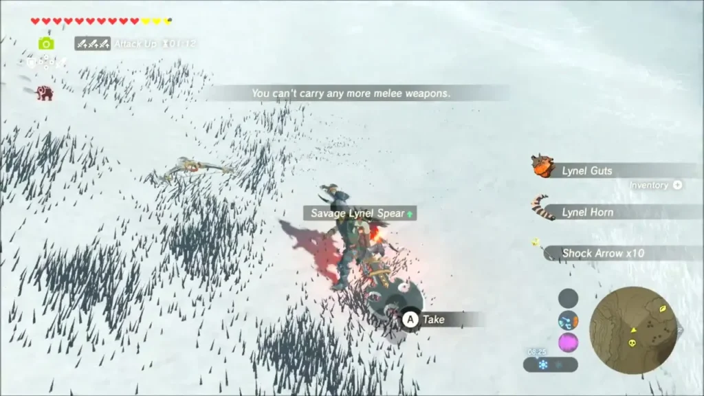 Lynel drops Savage Lynel Spear, Lynel Guts, Lynel Horn and Shock Arrows Lynel drops Savage Lynel Spear, Lynel Guts, Lynel Horn and Shock Arrows