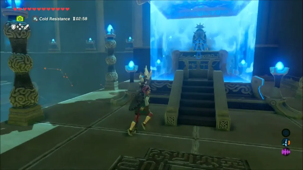 Link approaching Monk Shada Naw in his blue chamber Link approaching Monk Shada Naw in his blue chamber