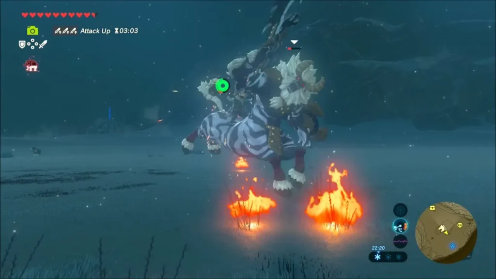 Lynel charging across burning grass on the night plain Lynel charging across burning grass on the night plain