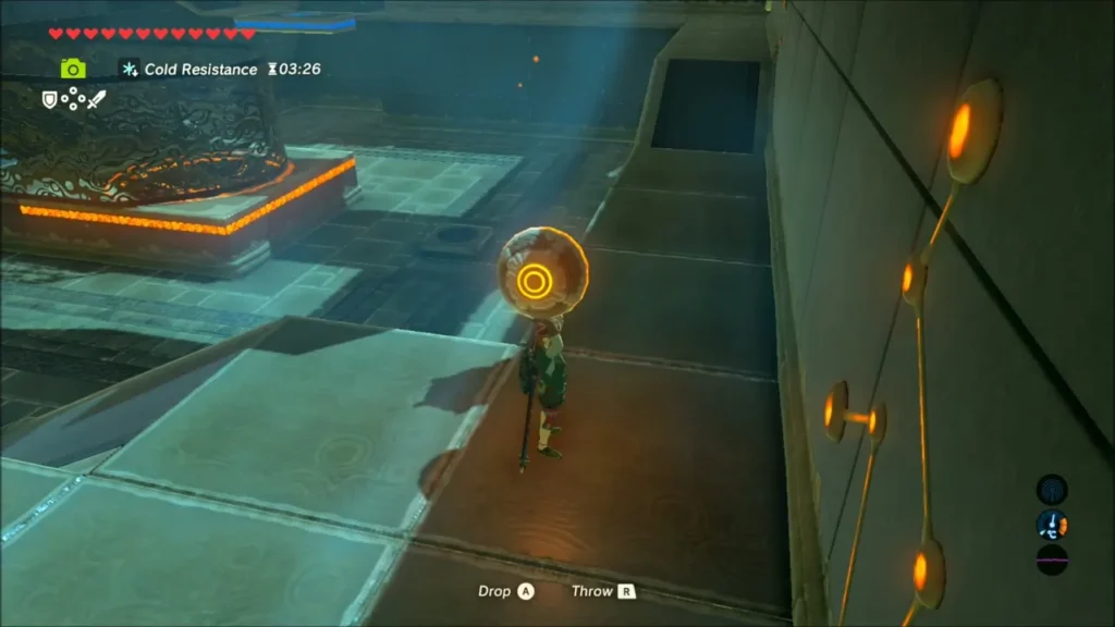 Link carrying the orange orb up the ramp Link carrying the orange orb up the ramp