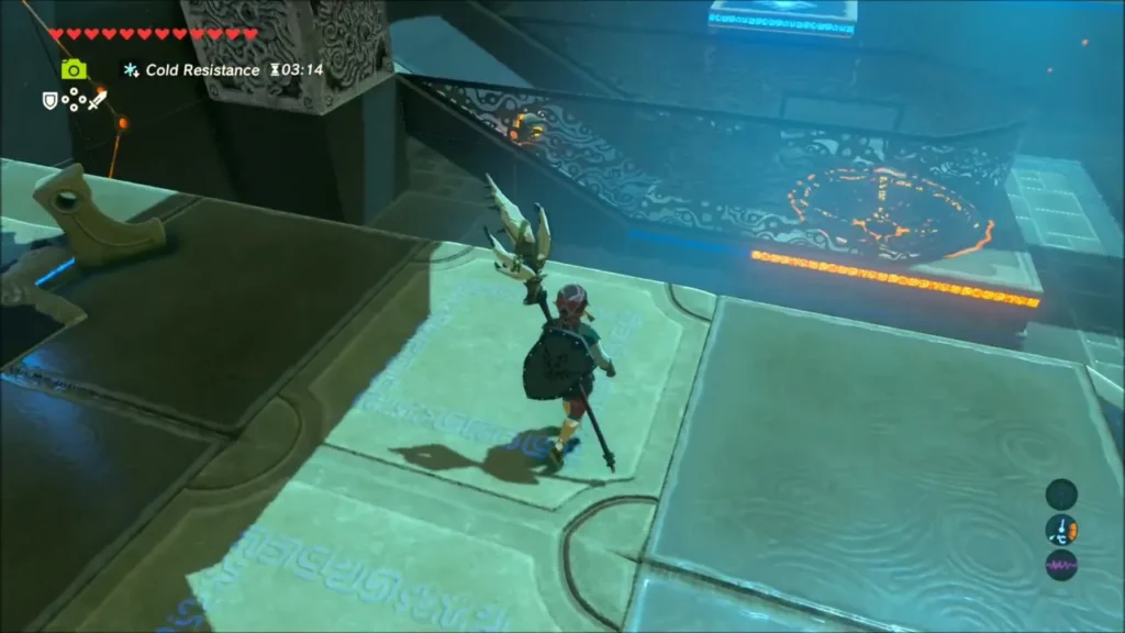 Link walking toward the middle platform and receptacle Link walking toward the middle platform and receptacle