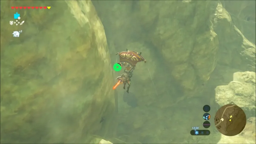 Link gliding down into the rocky ravine Link gliding down into the rocky ravine