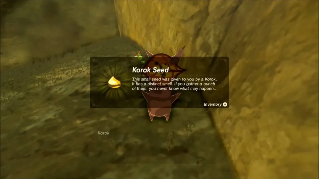 Korok Seed reward box with the Korok in the crevice Korok Seed reward box with the Korok in the crevice
