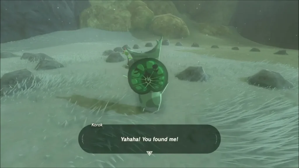 Korok revealed in the completed circle of rocks Korok revealed in the completed circle of rocks
