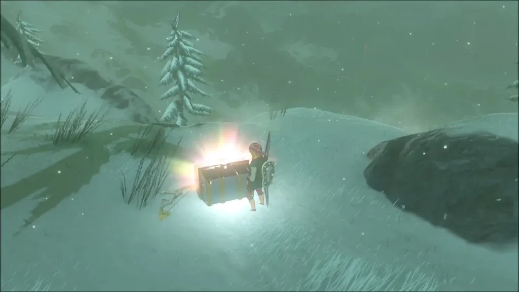 The chest opening in a burst of light on the snow slope The chest opening in a burst of light on the snow slope