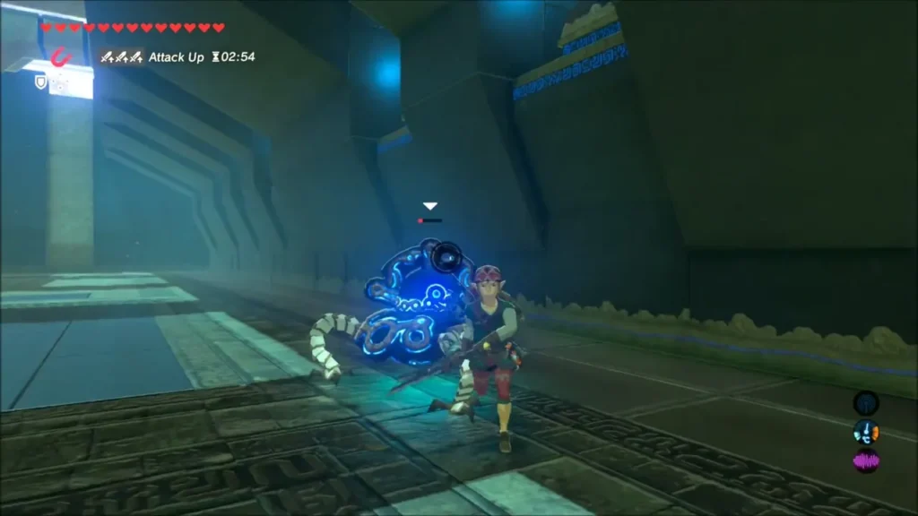 Link beside a Guardian Scout in the trial hall Link beside a Guardian Scout in the trial hall