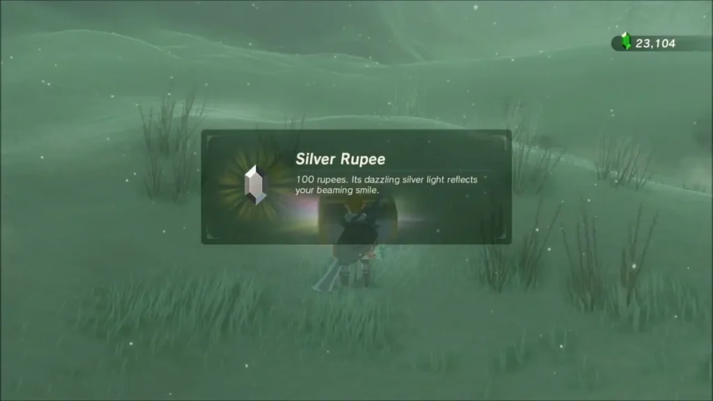 Link opening the chest and receiving a Silver Rupee Link opening the chest and receiving a Silver Rupee