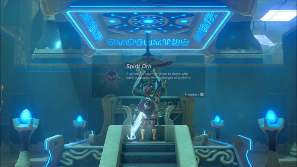 Link standing before the monk with the Spirit Orb item description shown Link standing before the monk with the Spirit Orb item description shown