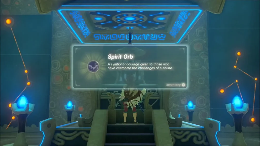 Spirit Orb item box shown in front of Link at the shrine altar Spirit Orb item box shown in front of Link at the shrine altar