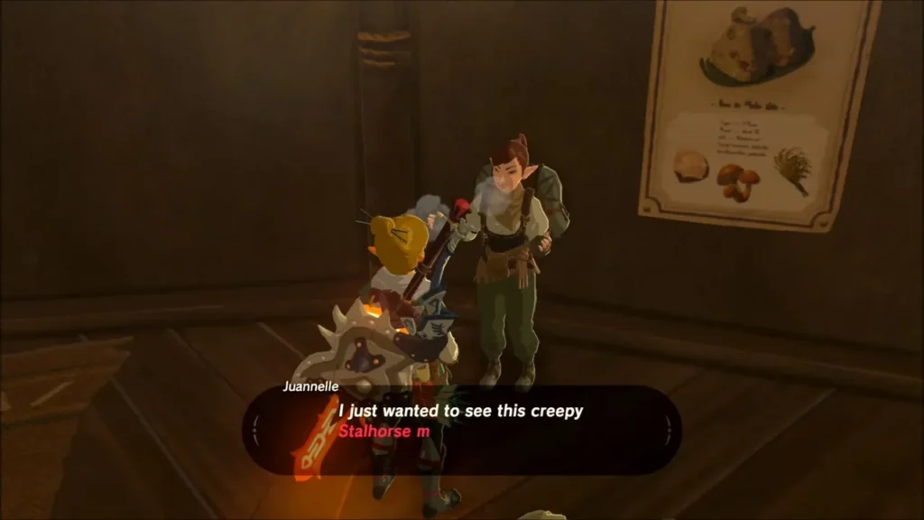 Juannelle talking with Link about the creepy Stalhorse Juannelle talking with Link about the creepy Stalhorse