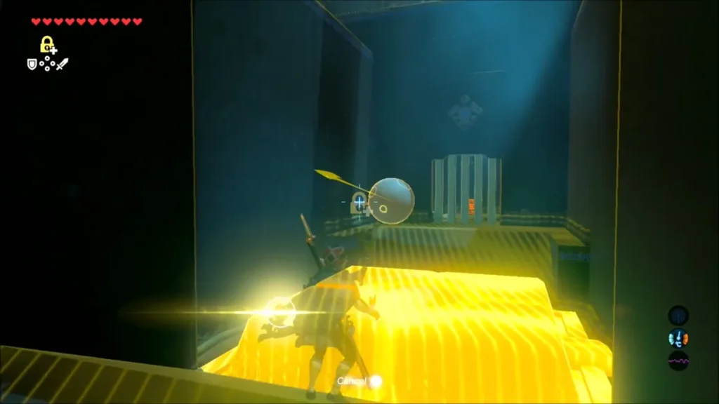 Link freezing the large boulder with Stasis Link freezing the large boulder with Stasis