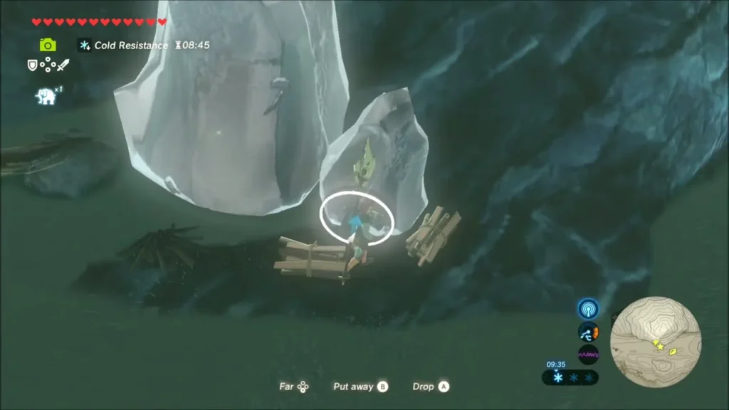 Bundle of wood beside a big block of ice Bundle of wood beside a big block of ice