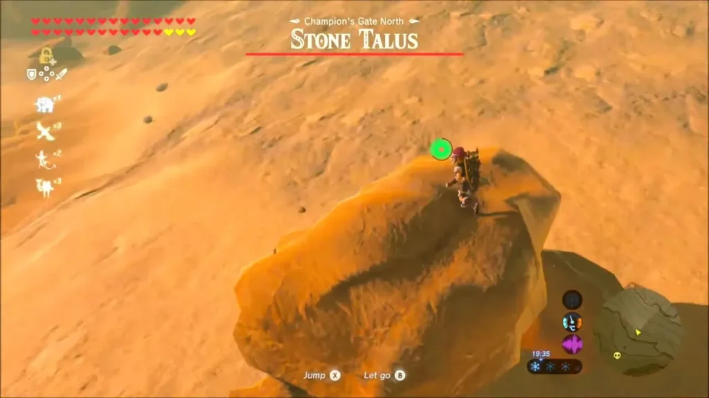 Link climbing onto the back of a Stone Talus at Champion's Gate North Link climbing onto the back of a Stone Talus at Champion's Gate North