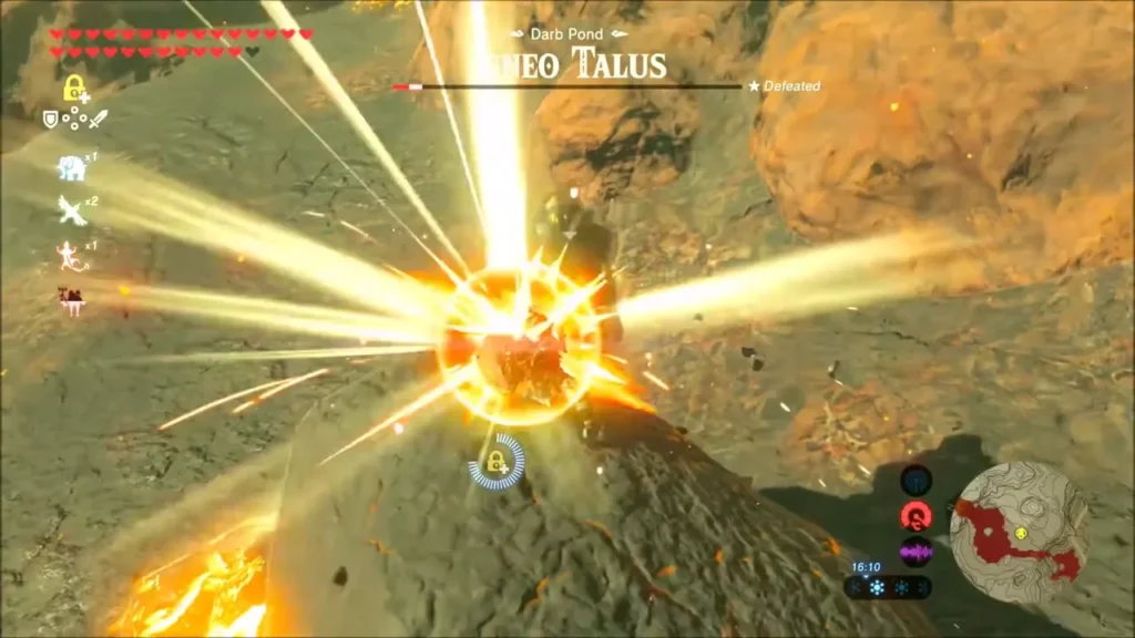 Bright flash as Link hits the ore on the Darb Pond Igneo Talus Bright flash as Link hits the ore on the Darb Pond Igneo Talus