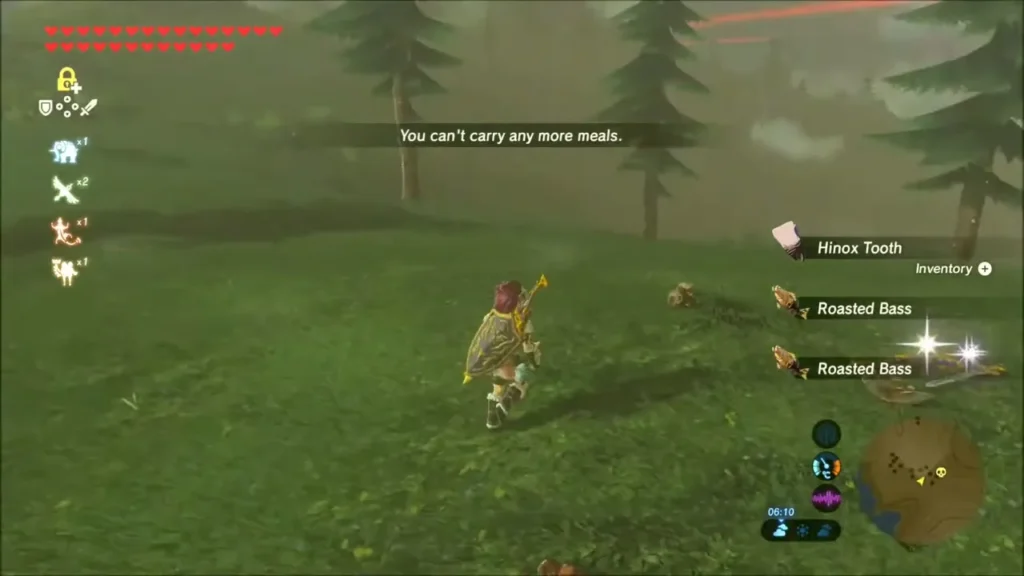 Link collecting a Hinox Tooth after the fight Link collecting a Hinox Tooth after the fight