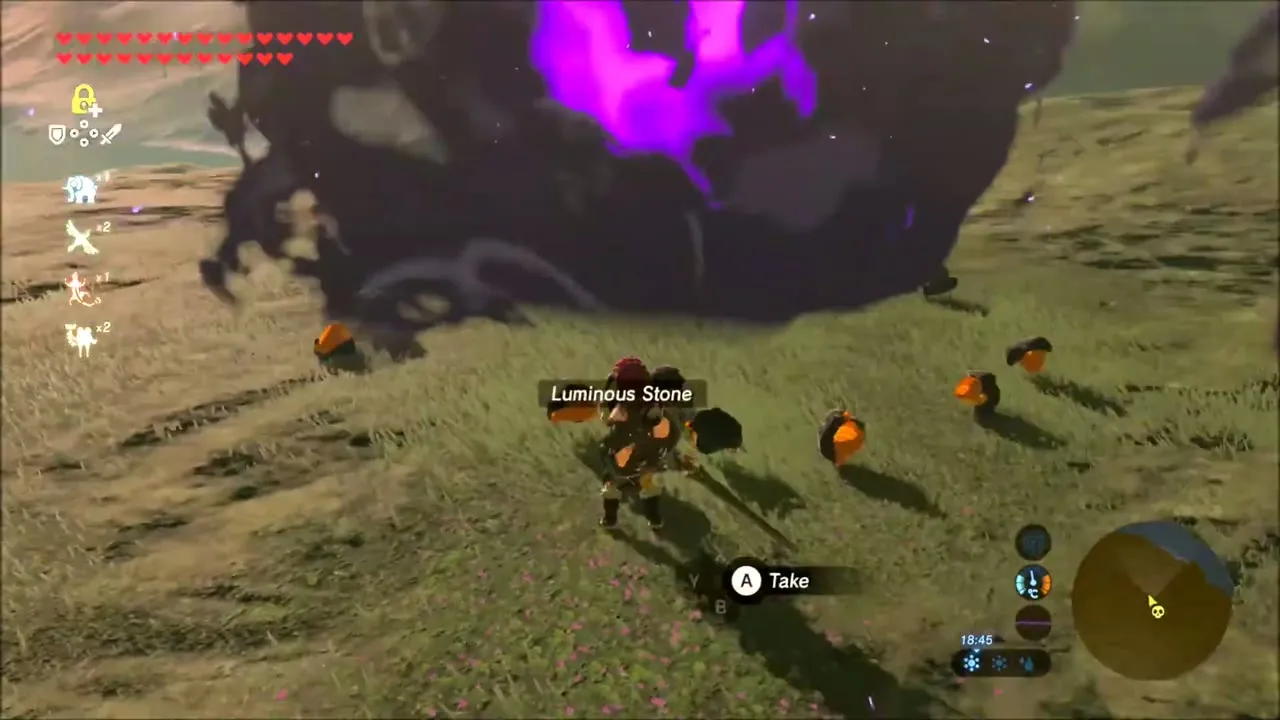 Luminous Stone drop beside the defeated Stone Talus Luminous Stone drop beside the defeated Stone Talus
