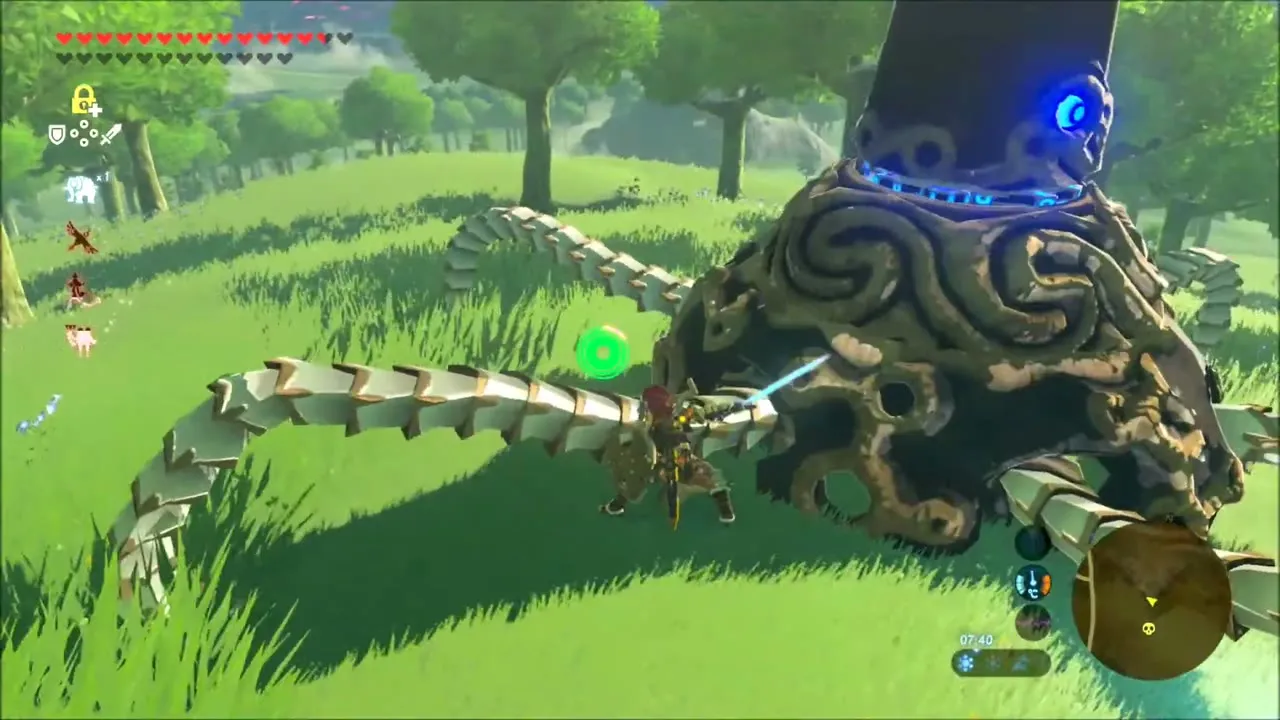 A Guardian with a glowing blue eye on the grassy meadow A Guardian with a glowing blue eye on the grassy meadow