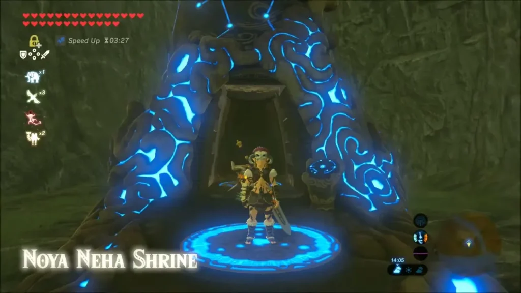 Link standing at the entrance of Noya Neha Shrine Link standing at the entrance of Noya Neha Shrine